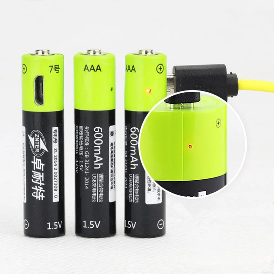 1.5V AAABattery 600mAh USB Rechargeable(2pcs)