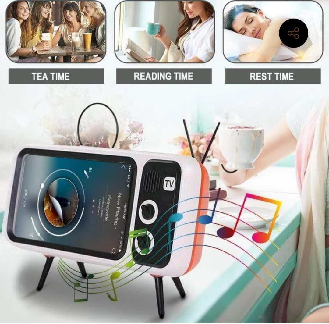 RETRO TV BLUETOOTH SPEAKER MOBILE PHONE HOLDER-BUY TWO FREE SHIPPING WORLDWIDE
