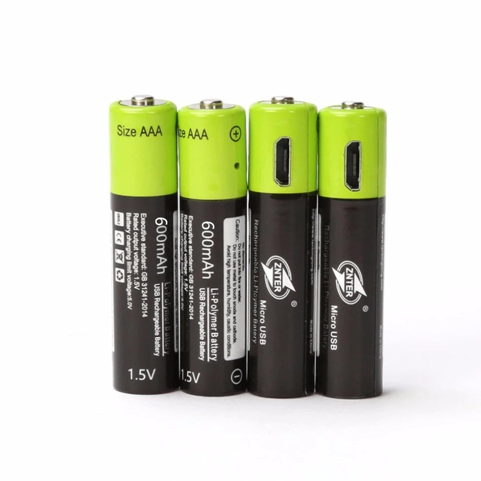 1.5V AAABattery 600mAh USB Rechargeable(2pcs)