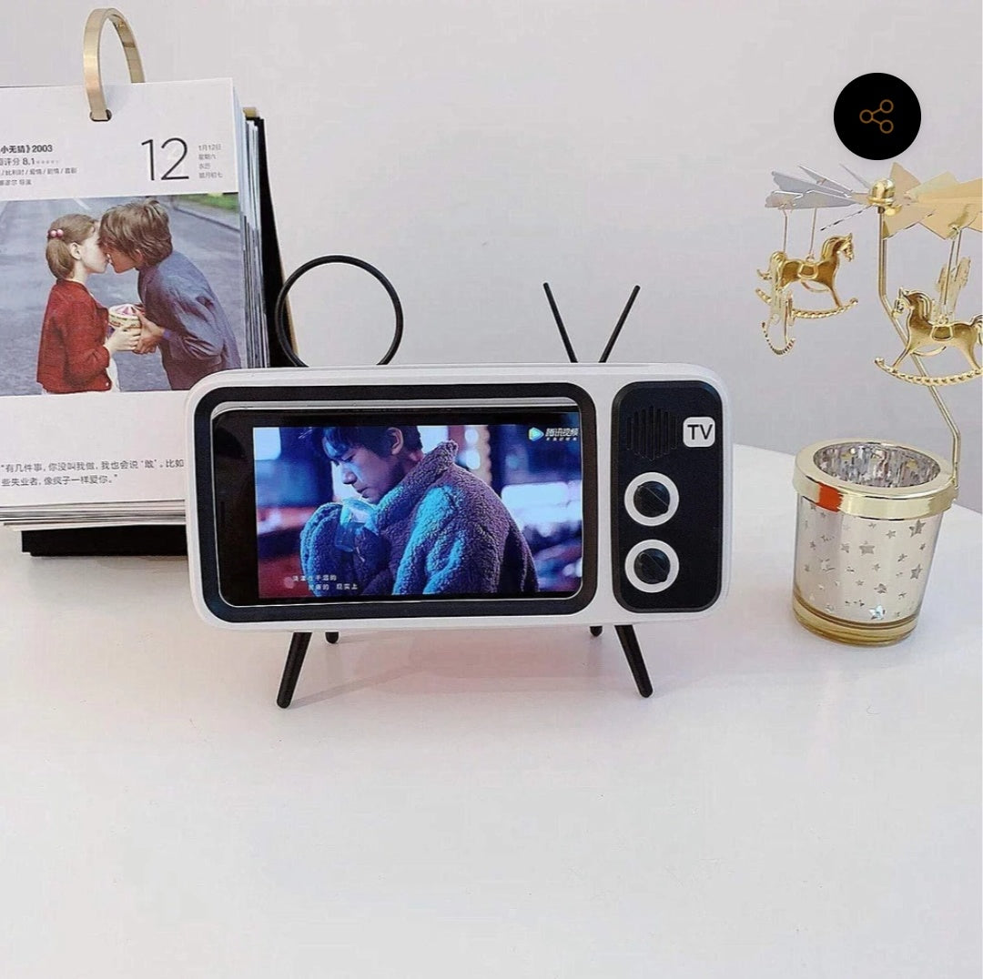 RETRO TV BLUETOOTH SPEAKER MOBILE PHONE HOLDER-BUY TWO FREE SHIPPING WORLDWIDE