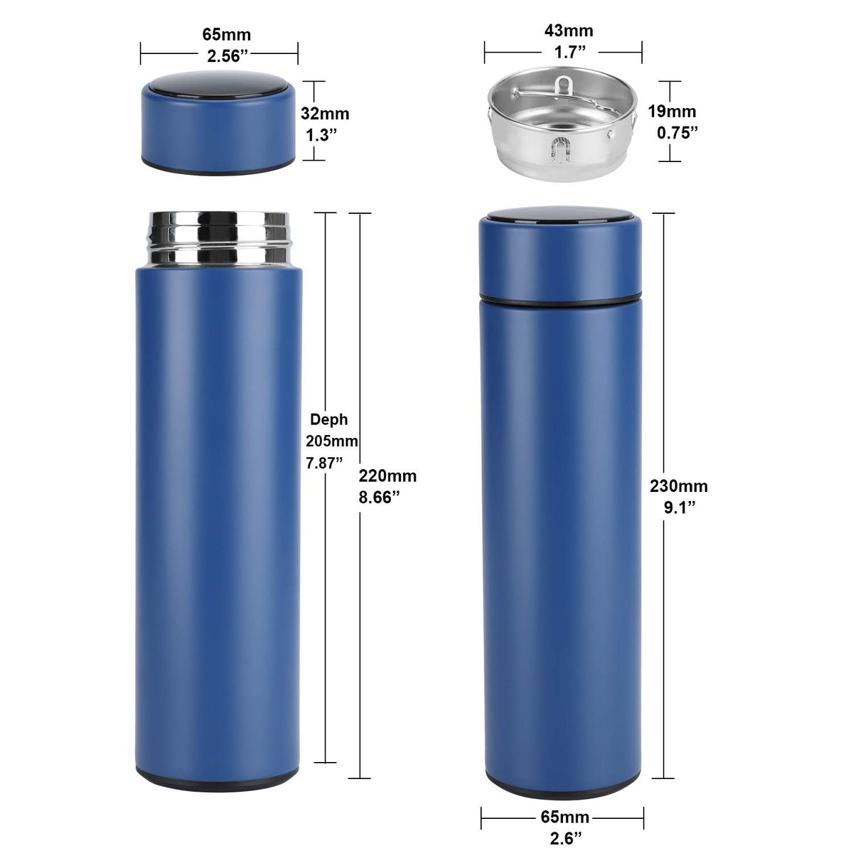 Temperature Display Vacuum Insulated Water Bottle