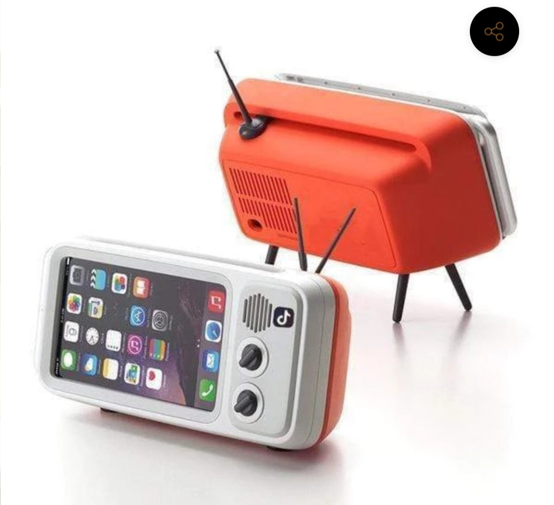 RETRO TV BLUETOOTH SPEAKER MOBILE PHONE HOLDER-BUY TWO FREE SHIPPING WORLDWIDE