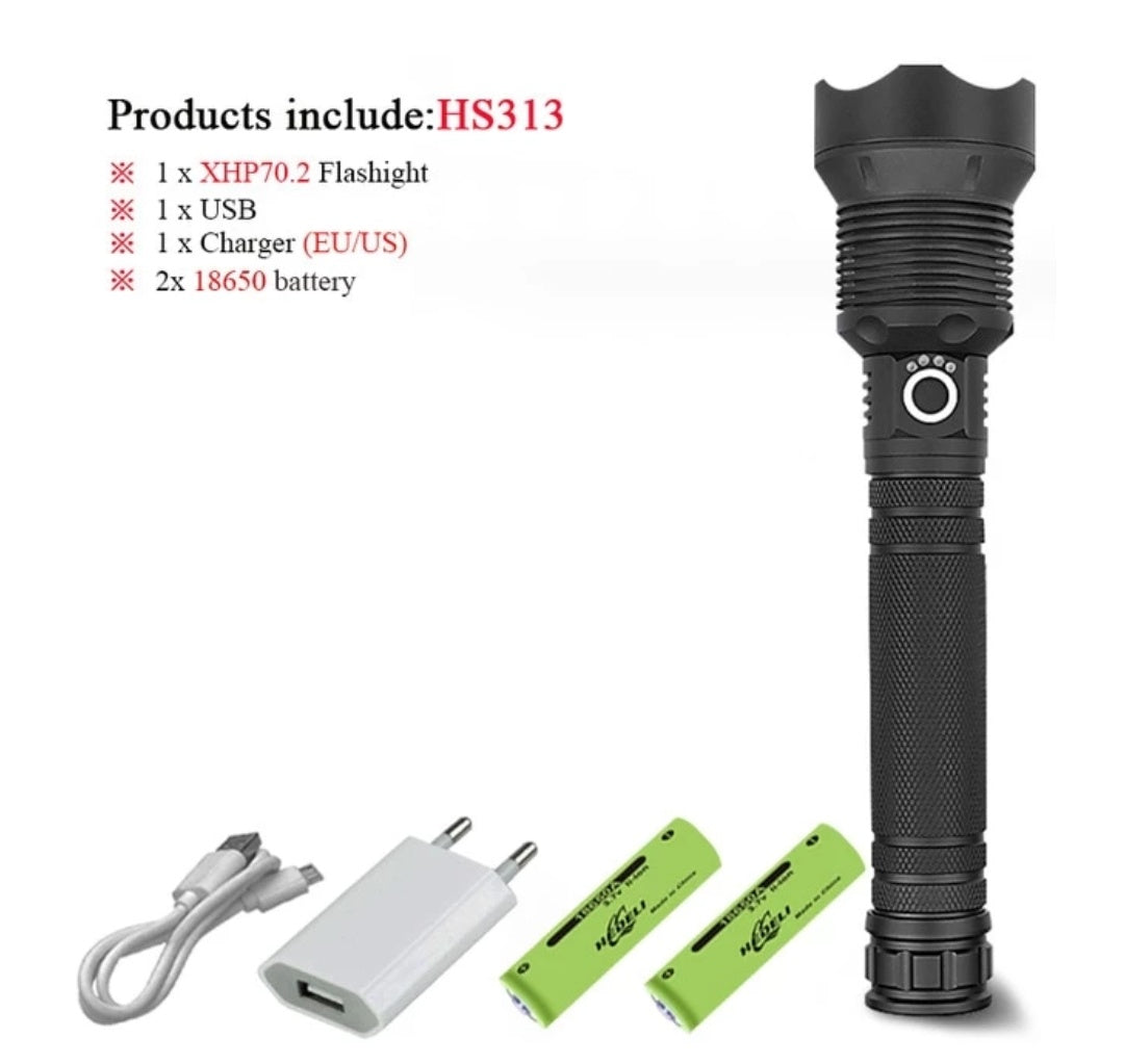 90000 LUMENS XHP70.2 MOST POWERFUL FLASHLIGHT