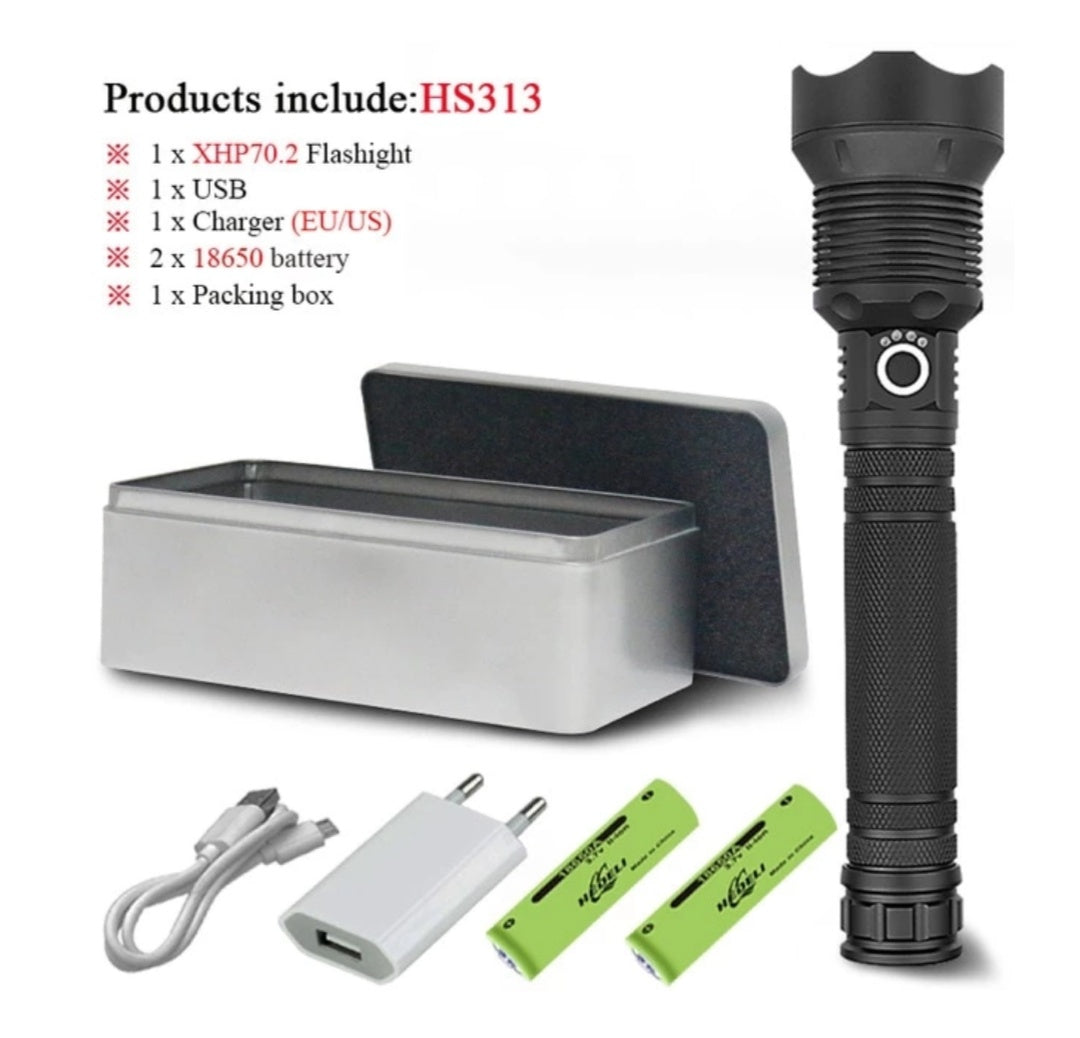 90000 LUMENS XHP70.2 MOST POWERFUL FLASHLIGHT