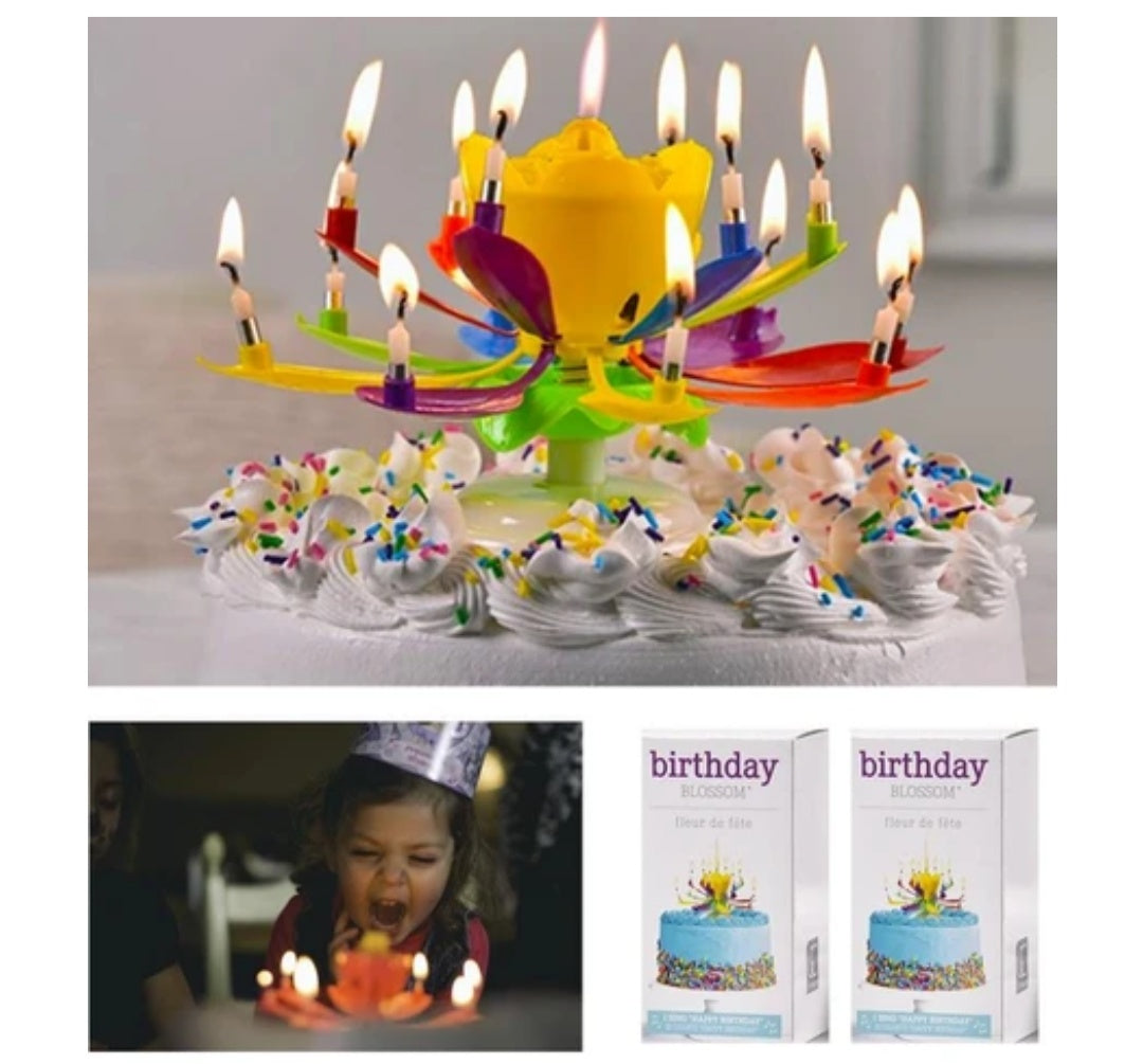 Upgrade Multicolor Rotating Lotus Cake Candle