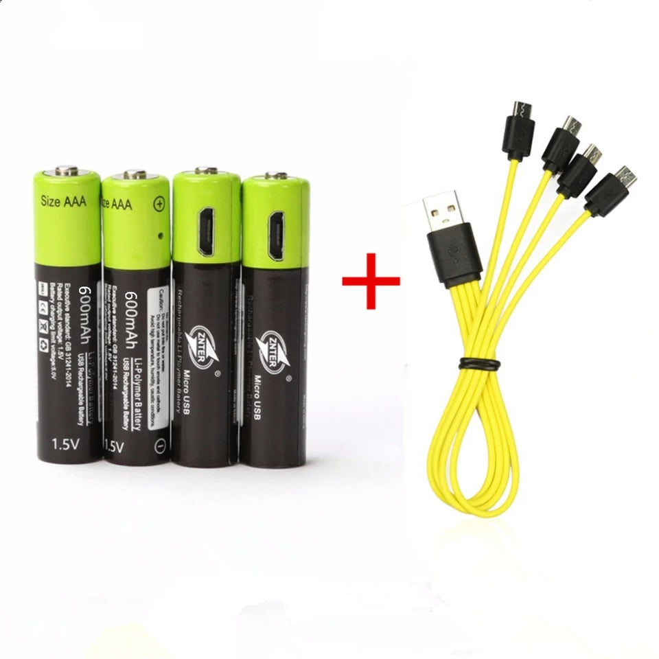 1.5V AAABattery 600mAh USB Rechargeable(2pcs)