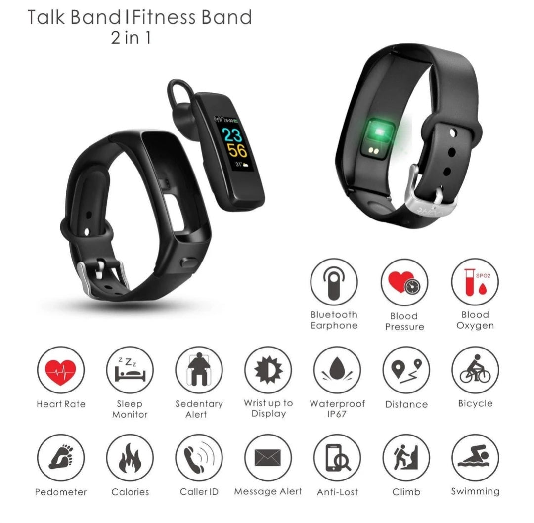 2-in-1 Smart Bracelet with Bluetooth Earphone