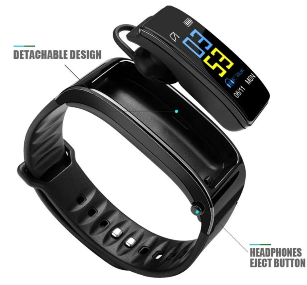 2-in-1 Smart Bracelet with Bluetooth Earphone